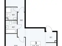 1-но комнатная квартира, 34,20 м², 2 эт., ЖК Родные кварталы, фотография 2