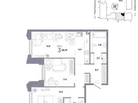 2-х комнатная квартира, 68,10 м², 23 эт., ЖК Страна озёрная, фотография 2