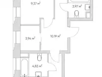 3-х комнатная квартира, 76,48 м², 11 эт., ЖК NiceLoft, НайсЛофт, фотография 2