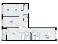 Студия, 28,30 м², 6 эт., ЖК Родные кварталы, фотография 2