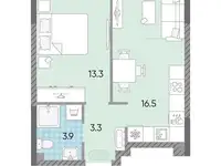 1-но комнатная квартира, 37,00 м², 7 эт., ЖК Лучи, фотография 2