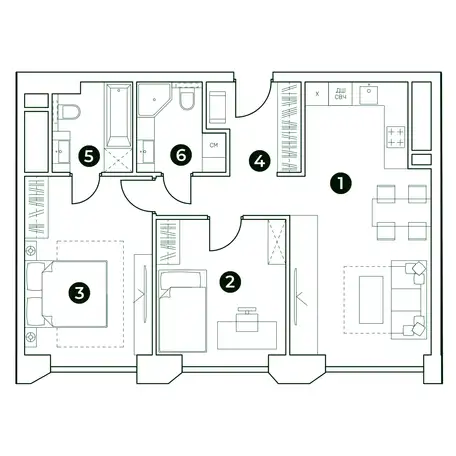 2-х комнатная квартира, 68,26 м², 30 эт., ЖК Very, Вери, фотография 1