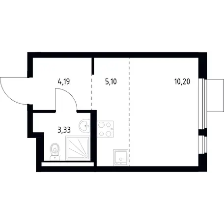Студия, 22,82 м², 8 эт., ЖК Горки Парк, фотография 1