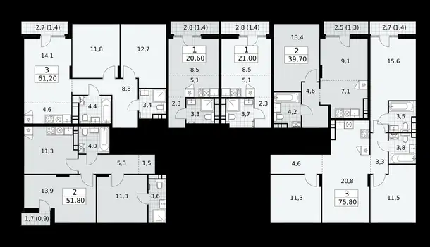 2-х комнатная квартира, 75,50 м², 14 эт., ЖК Деснаречье, фотография 1