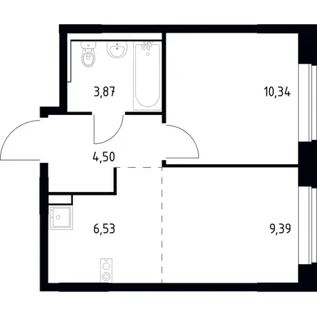2-х комнатная квартира, 34,63 м², 17 эт., ЖК Квартал Марьино, фотография 1