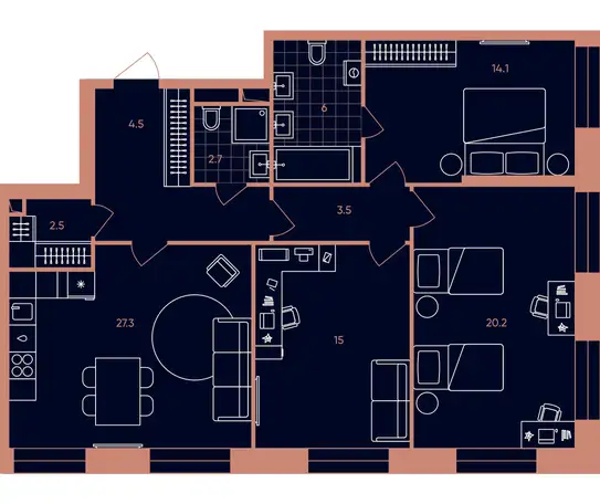 Студия, 95,80 м², 8 эт., ЖК ERA, Эра, фотография 1