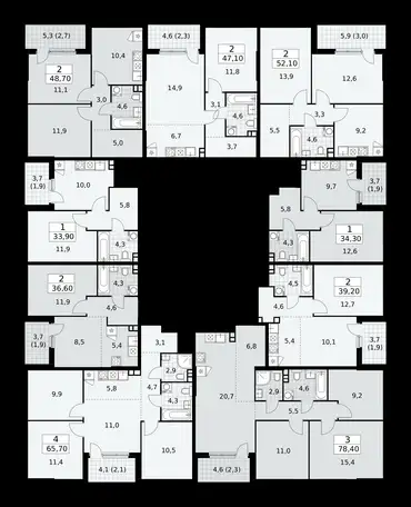 3-х комнатная квартира, 65,70 м², 3 эт., ЖК Бунинские Кварталы, фотография 1