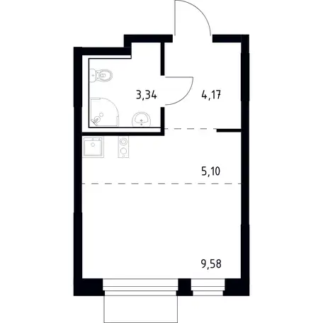 Студия, 22,19 м², 2 эт., ЖК Пригород Лесное, фотография 1