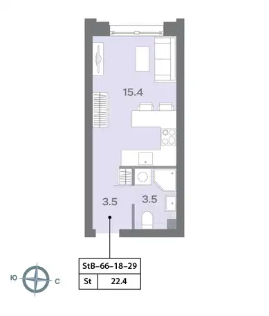 Студия, 22,30 м², 26 эт., ЖК Дмитровское небо, фотография 1