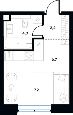 Студия, 20,10 м², 2 эт., ЖК Level Причальный, Левел Причальный, фотография 1