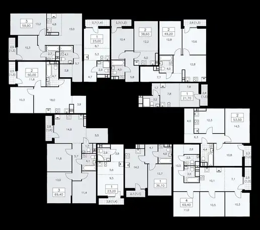 2-х комнатная квартира, 53,50 м², 15 эт., ЖК Дзен кварталы, фотография 2