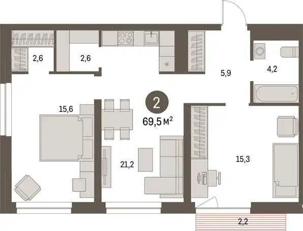 Студия, 69,50 м², 11 эт., ЖК Первый Квартал, фотография 1