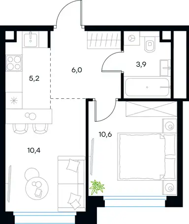 2-х комнатная квартира, 36,10 м², 26 эт., ЖК Level Селигерская, Левел Селигерская, фотография 1