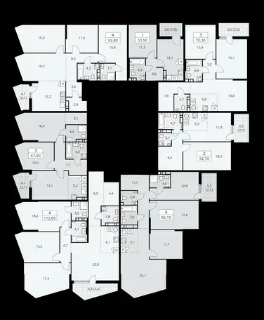 3-х комнатная квартира, 96,10 м², 18 эт., ЖК Дзен кварталы, фотография 1