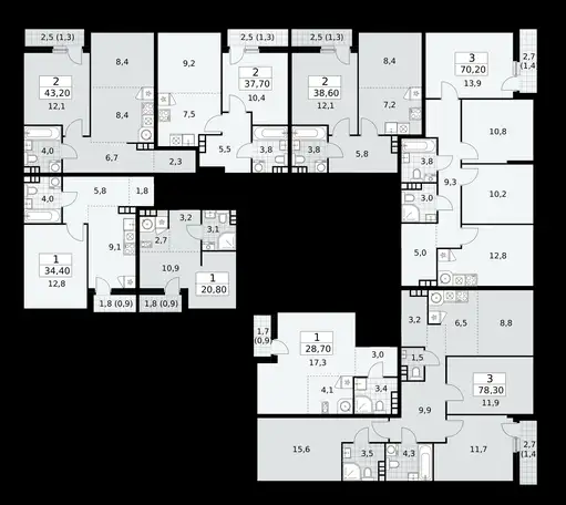 1-но комнатная квартира, 43,20 м², 9 эт., ЖК Бунинские Кварталы, фотография 1