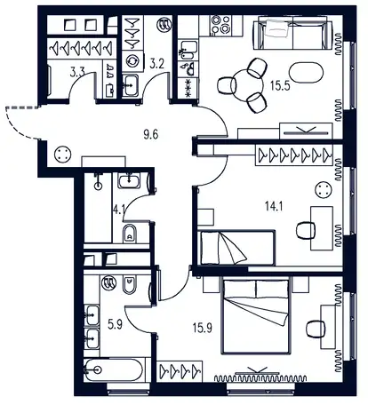 2-х комнатная квартира, 71,60 м², 11 эт., ЖК Интонация, фотография 1