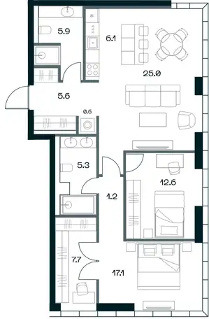 3-х комнатная квартира, 87,40 м², 8 эт., ЖК SHIFT, фотография 1