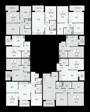 3-х комнатная квартира, 65,90 м², 8 эт., ЖК Бунинские Кварталы, фотография 1