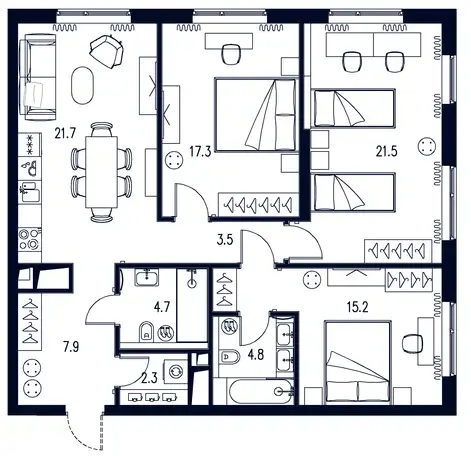 3-х комнатная квартира, 98,90 м², 8 эт., ЖК Интонация, фотография 1