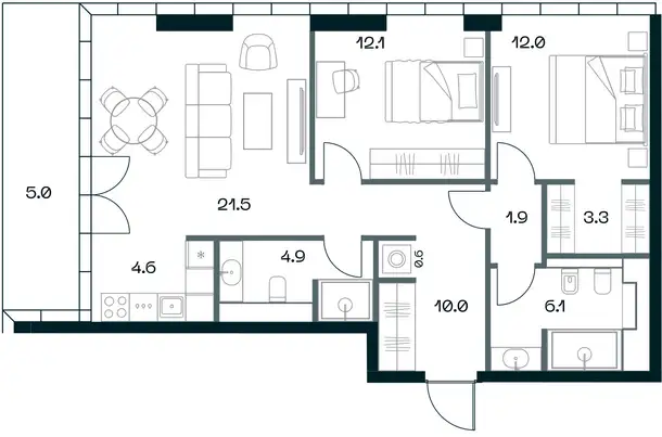 3-х комнатная квартира, 84,50 м², 9 эт., ЖК Opus, Опус, фотография 1
