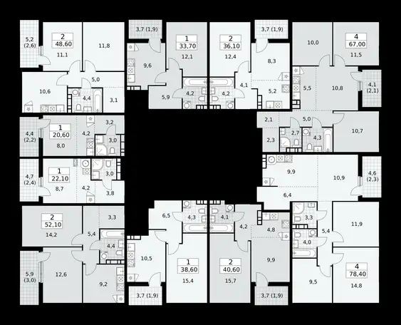 3-х комнатная квартира, 78,40 м², 17 эт., ЖК Бунинские Кварталы, фотография 1