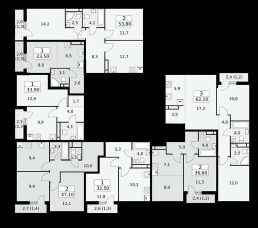2-х комнатная квартира, 53,80 м², 8 эт., ЖК Родные кварталы, фотография 2