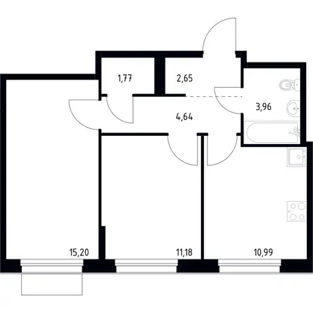 2-х комнатная квартира, 50,39 м², 9 эт., ЖК Новое Внуково, фотография 1