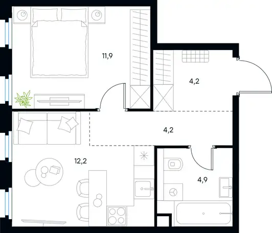 1-но комнатная квартира, 37,40 м², 32 эт., ЖК Level Нижегородская, Левел Нижегородская, фотография 1