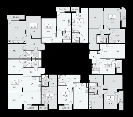 2-х комнатная квартира, 58,90 м², 16 эт., ЖК Бунинские Кварталы, фотография 2