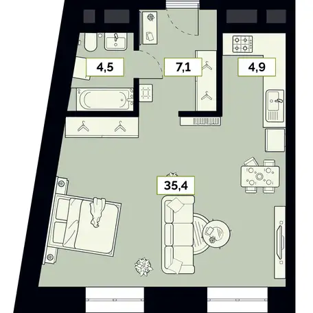 Студия, 51,90 м², 13 эт., ЖК Лайм, фотография 1
