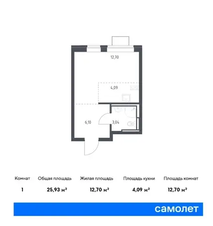 Студия, 25,93 м², 9 эт., ЖК Богдановский Лес, фотография 1