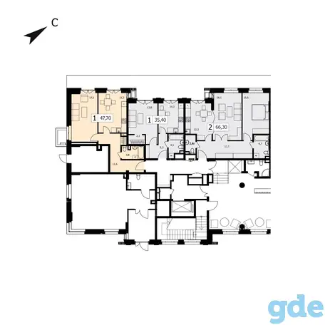 1-но комнатная квартира, 47,70 м², 1 эт., ЖК TWICE, ТВАЙС, фотография 3