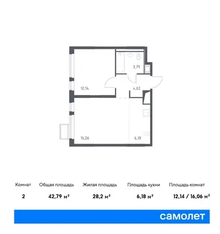 Студия, 22,28 м², 16 эт., ЖК Горки Парк, фотография 1