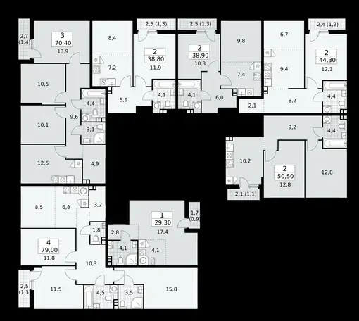 3-х комнатная квартира, 70,40 м², 3 эт., ЖК Бунинские Кварталы, фотография 1