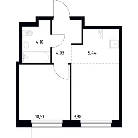 2-х комнатная квартира, 34,06 м², 9 эт., ЖК Новое Внуково, фотография 1