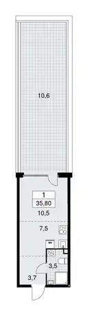 Студия, 35,80 м², 2 эт., ЖК Бунинские Кварталы, фотография 1