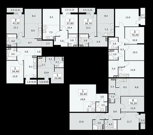 1-но комнатная квартира, 43,20 м², 4 эт., ЖК Бунинские Кварталы, фотография 1