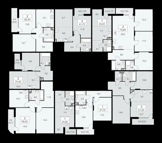 2-х комнатная квартира, 72,80 м², 3 эт., ЖК Бунинские Кварталы, фотография 2