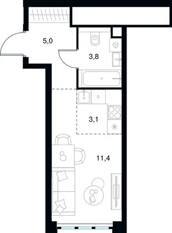 Студия, 23,30 м², 30 эт., ЖК Level Южнопортовый, Левел Южнопортовый, фотография 1