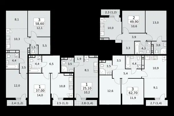 1-но комнатная квартира, 37,00 м², 12 эт., ЖК Бунинские Кварталы, фотография 1