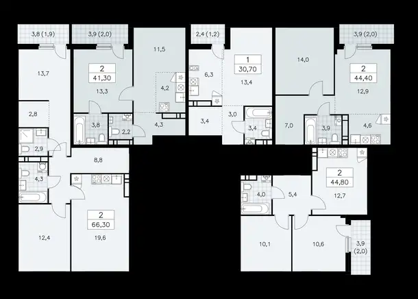2-х комнатная квартира, 41,30 м², 12 эт., ЖК Дзен кварталы, фотография 1