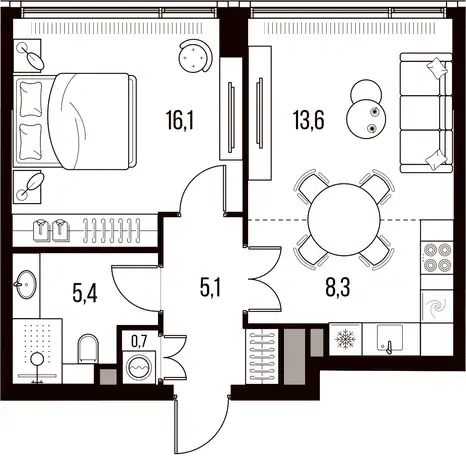2-х комнатная квартира, 49,20 м², 10 эт., ЖК HIGH LIFE Летниковская 11, Хай Лайф, фотография 1