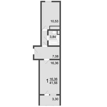 1-но комнатная квартира, 41,56 м², 8 эт., ЖК Клевер, фотография 1