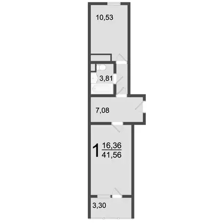 1-но комнатная квартира, 41,56 м², 2 эт., ЖК Клевер, фотография 1