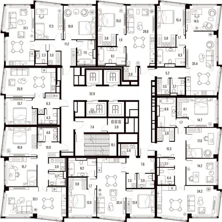 4-х комнатная квартира, 120,10 м², 16 эт., ЖК HIGH LIFE Летниковская 11, Хай Лайф, фотография 2