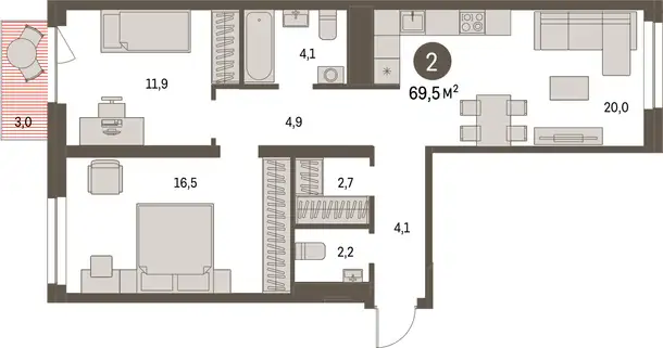 Студия, 69,50 м², 4 эт., ЖК Первый Квартал, фотография 1