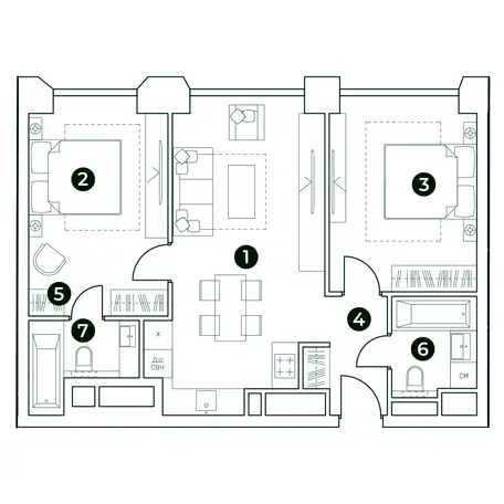 2-х комнатная квартира, 66,93 м², 24 эт., ЖК Very, Вери, фотография 1