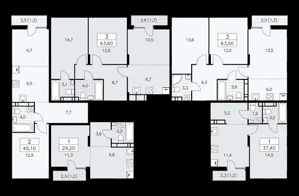 2-х комнатная квартира, 63,50 м², 9 эт., ЖК Дзен кварталы, фотография 2