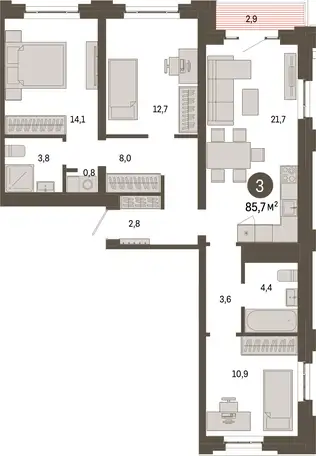 Студия, 85,70 м², 3 эт., ЖК Метроном, фотография 1
