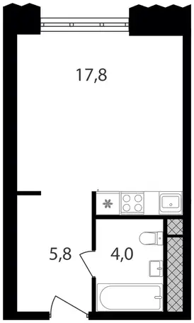 Студия, 27,60 м², 4 эт., ЖК Варшавские ворота, фотография 1